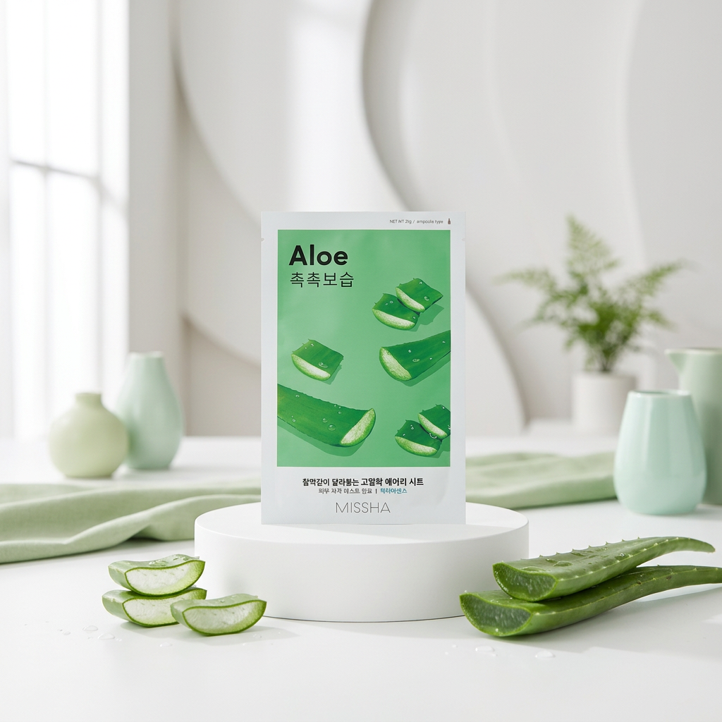 MISSHA - Airy Fit Sheet Mask Aloe Vera - Vysoce hydratační maska s Aloe Vera - 19 g