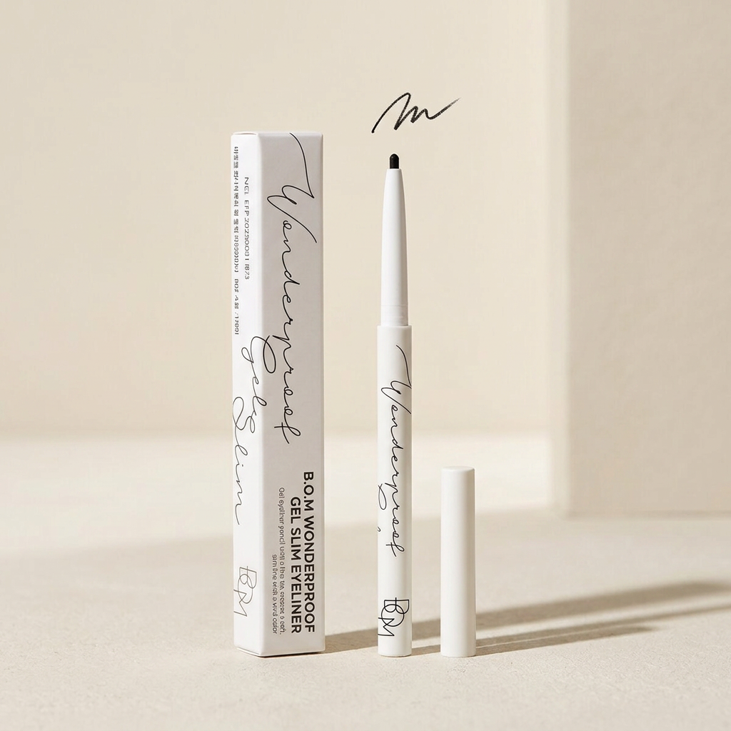B.O.M. - Wonderproof Gel Slim Eyeliner #01 Midnight Black - Voděodolná gelová tužka na oči - 0,1 g