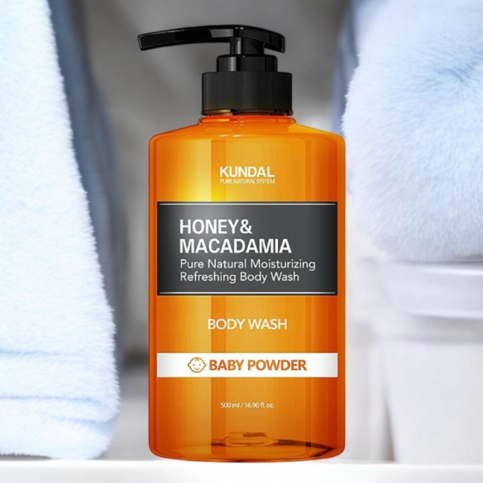 Kundal Honey&Macadamia Body Wash - Jemný sprchový gel s medem s vůní BABY POWDER - 500 ml