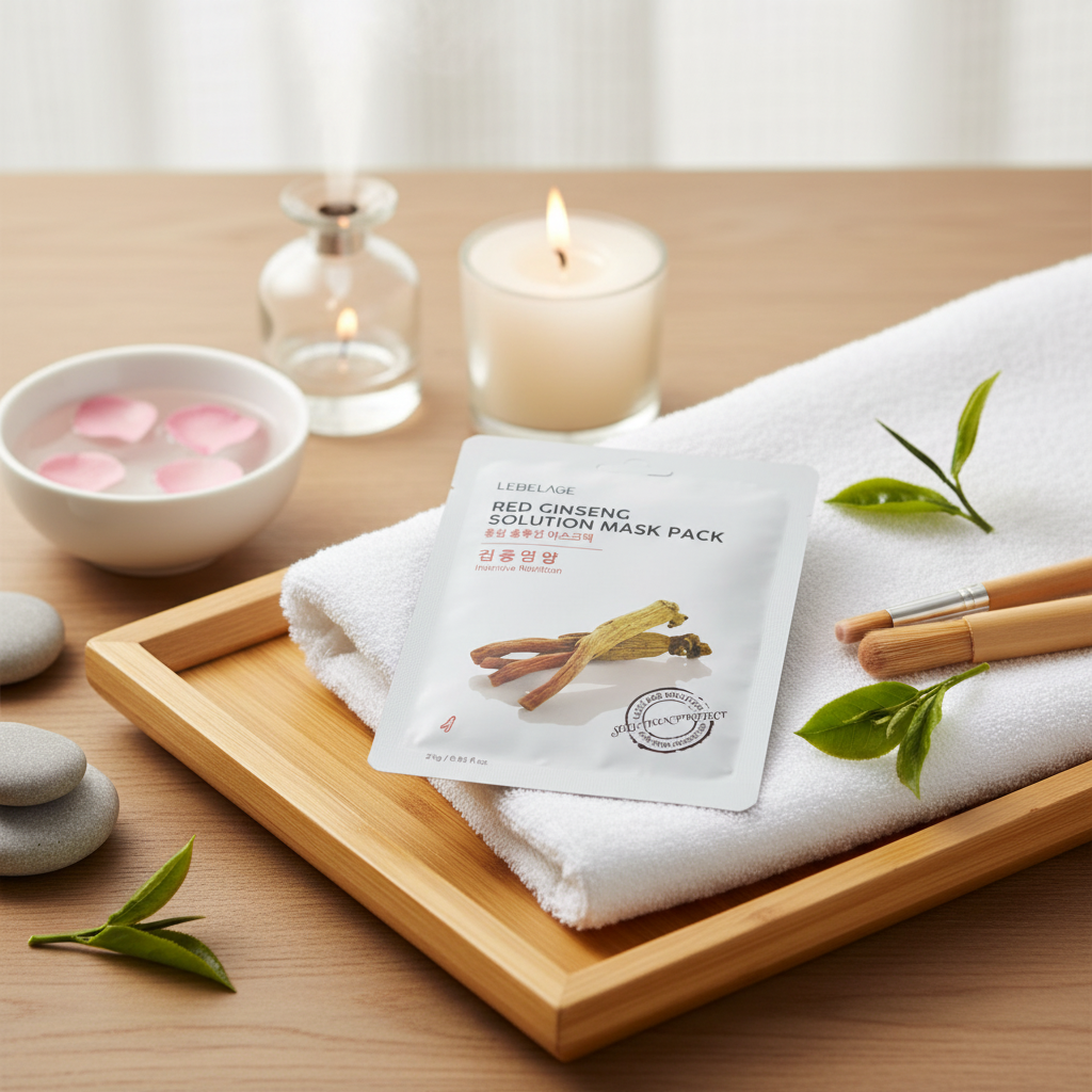 LEBELAGE - Red Ginseng Solution Mask Pack - Intenzivně vyživující plátýnková maska s ženšenem - 25 g