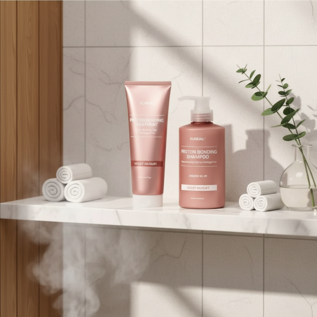 KUNDAL - Holiday Silk Glow Edition - Shampoo + Treatment + Hair Scrunchhie - Sváteční edice Silk Glow – šampon 500 ml + kondicionér 250 ml + gumička do vlasů