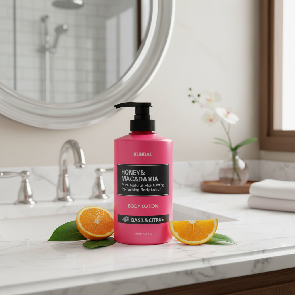 Kundal Honey&Macadamia Body Lotion - Vyživující, hydratační tělové mléko s medem s vůní BASIL&CITRUS - 500 ml