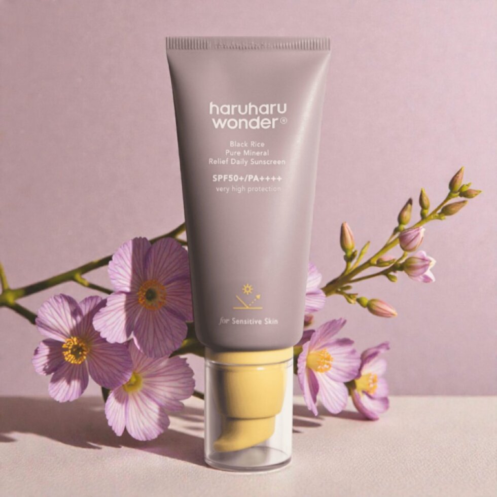 HaruHaru Wonder - Black Rice Pure Mineral Relief Daily Sunscreen - Denní minerální zklidňující opalovací krém s černou rýží - 50 ml