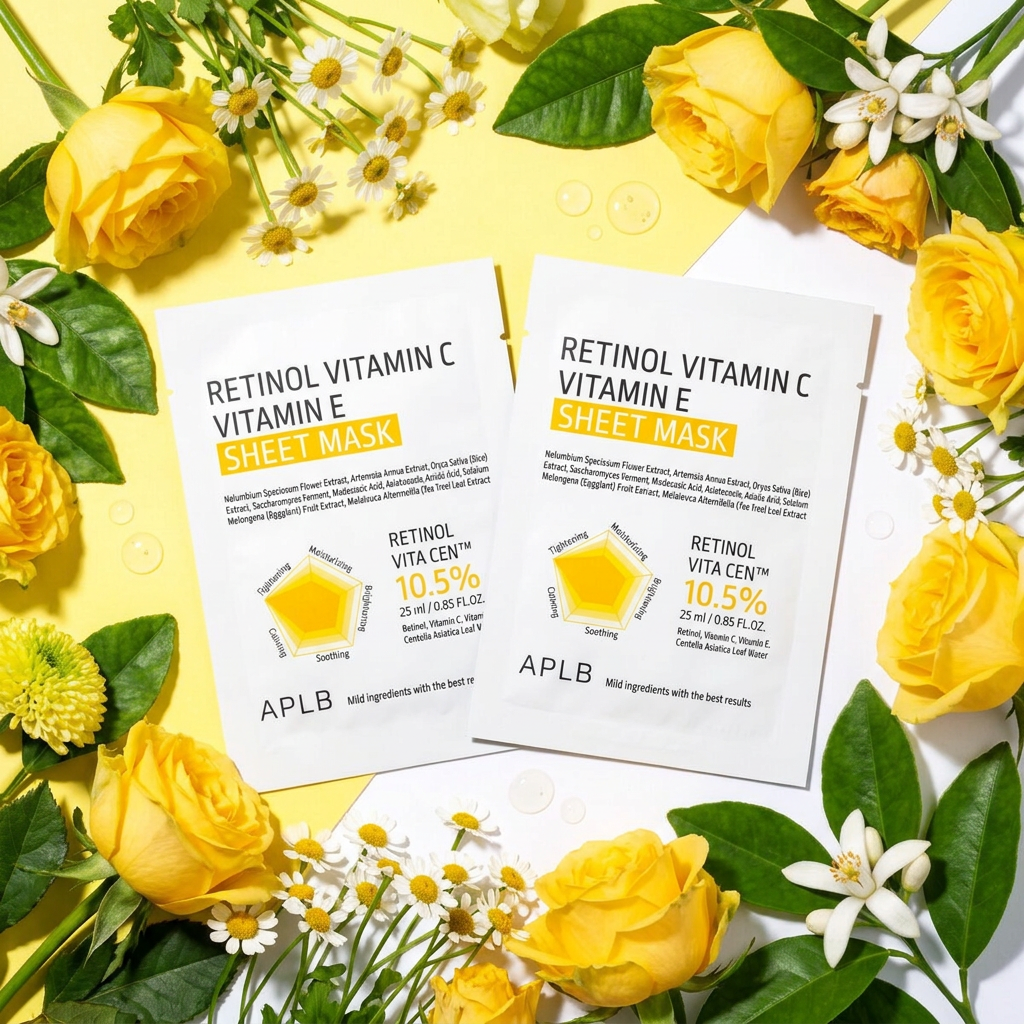 APLB - Retinol Vitamin C Vitamin E Sheet Mask - Retinolová, plátýnková maska s vitaminem C a E - 25 ml