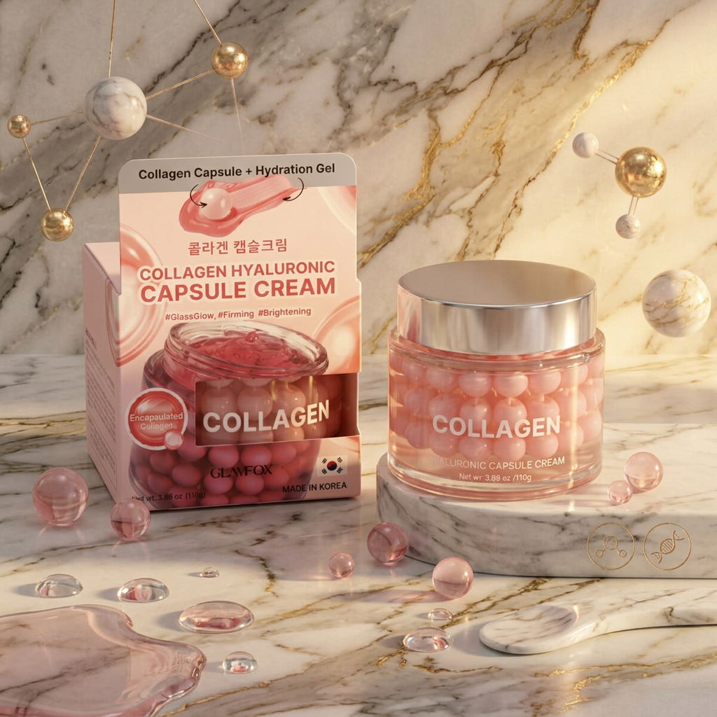GLAMFOX - Collagen Hyaluronic Capsule Cream - Kolagenový hydratační krém s kapslemi kyseliny hyaluronové - 110 ml
