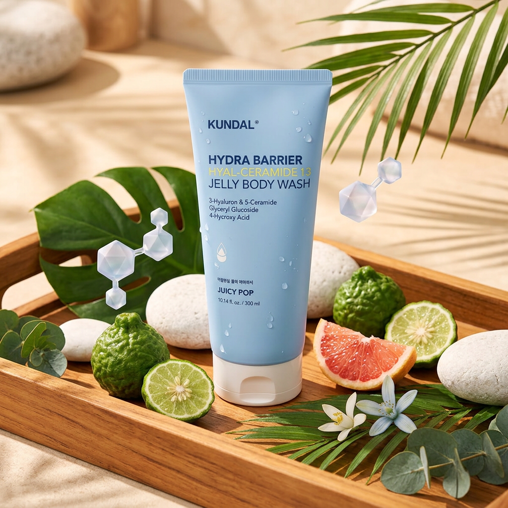 KUNDAL - Hydra Barrier Hyal-ceramide 13 Jelly Body Wash - Hydratační sprchový gel s komplexem kyseliny hyaluronové a ceramidů JUICY POP - 300 ml