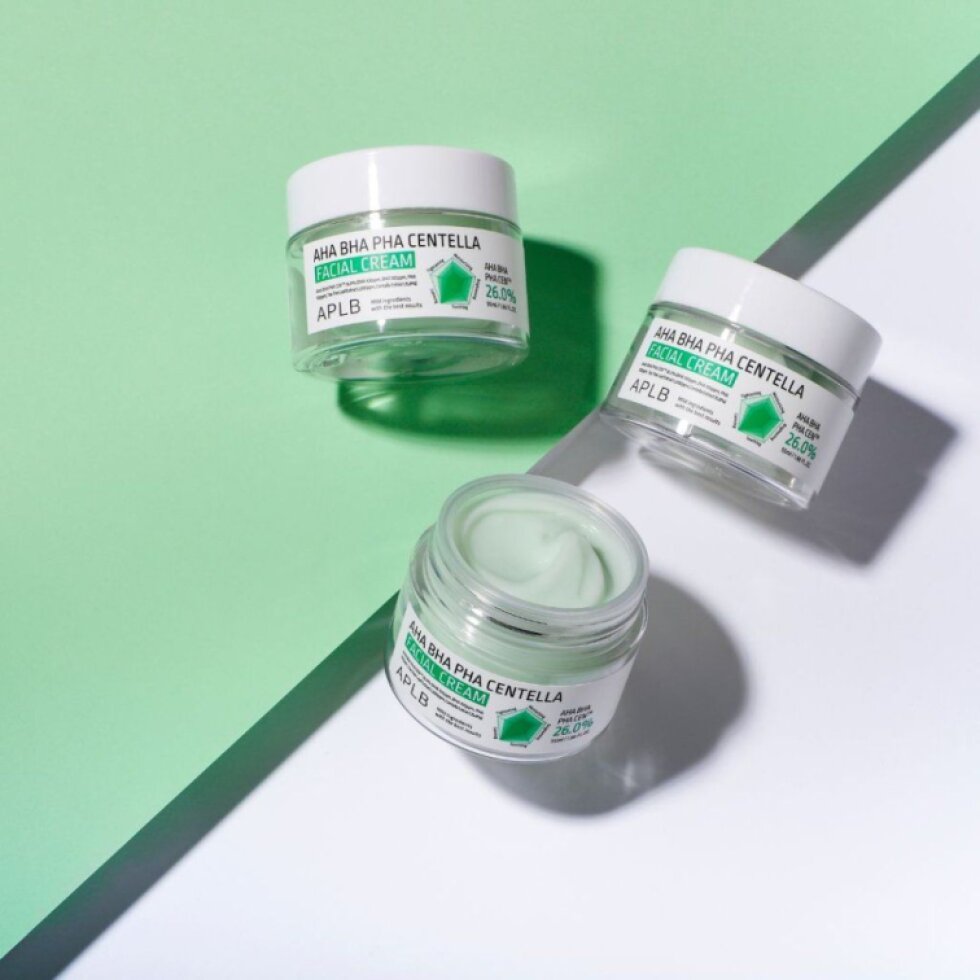 APLB - AHA BHA PHA Centella Facial Cream - Exfoliační, zklidňující krém s centelou a kyselinami - 55 ml