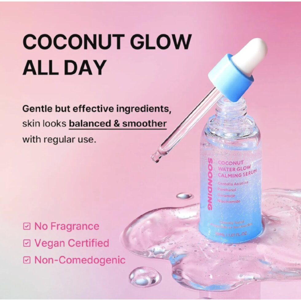 SOONDING - Coconut Water Glow Calming Serum - Zklidňující rozjasňující sérum s kokosovou vodou - 30 ml