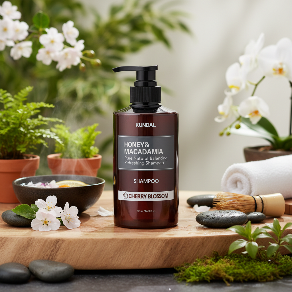 Kundal Honey&Macadamia Shampoo - Přírodní šampon na suché a poškozené vlasy s vůní CHERRY BLOSSOM - 500 ml