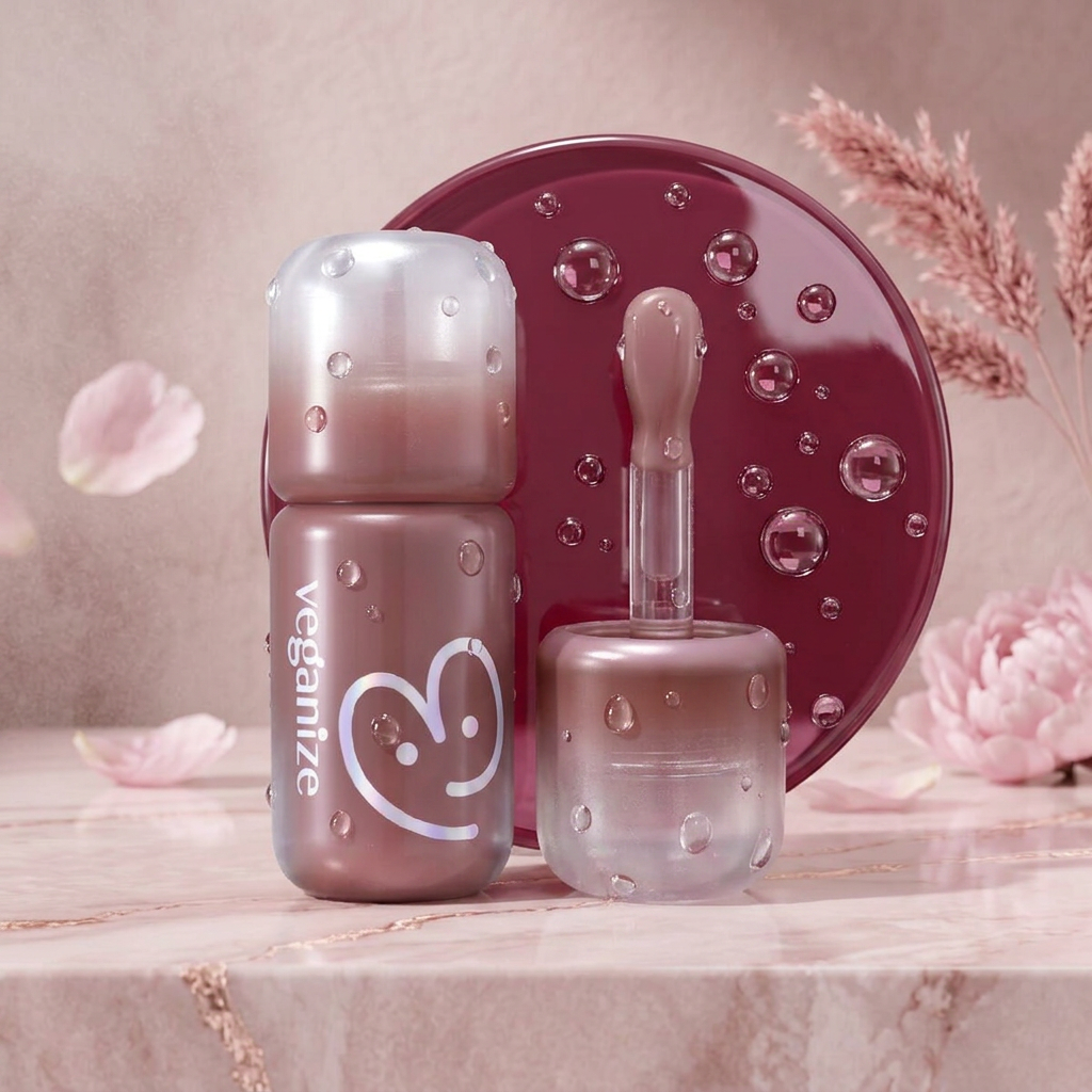 VEGANIZE - 4D Dewyshine Lip Oil Pearl Gloss 02 Berry Veil - Třpytivý olej na rty s perleťovým leskem - 4 g