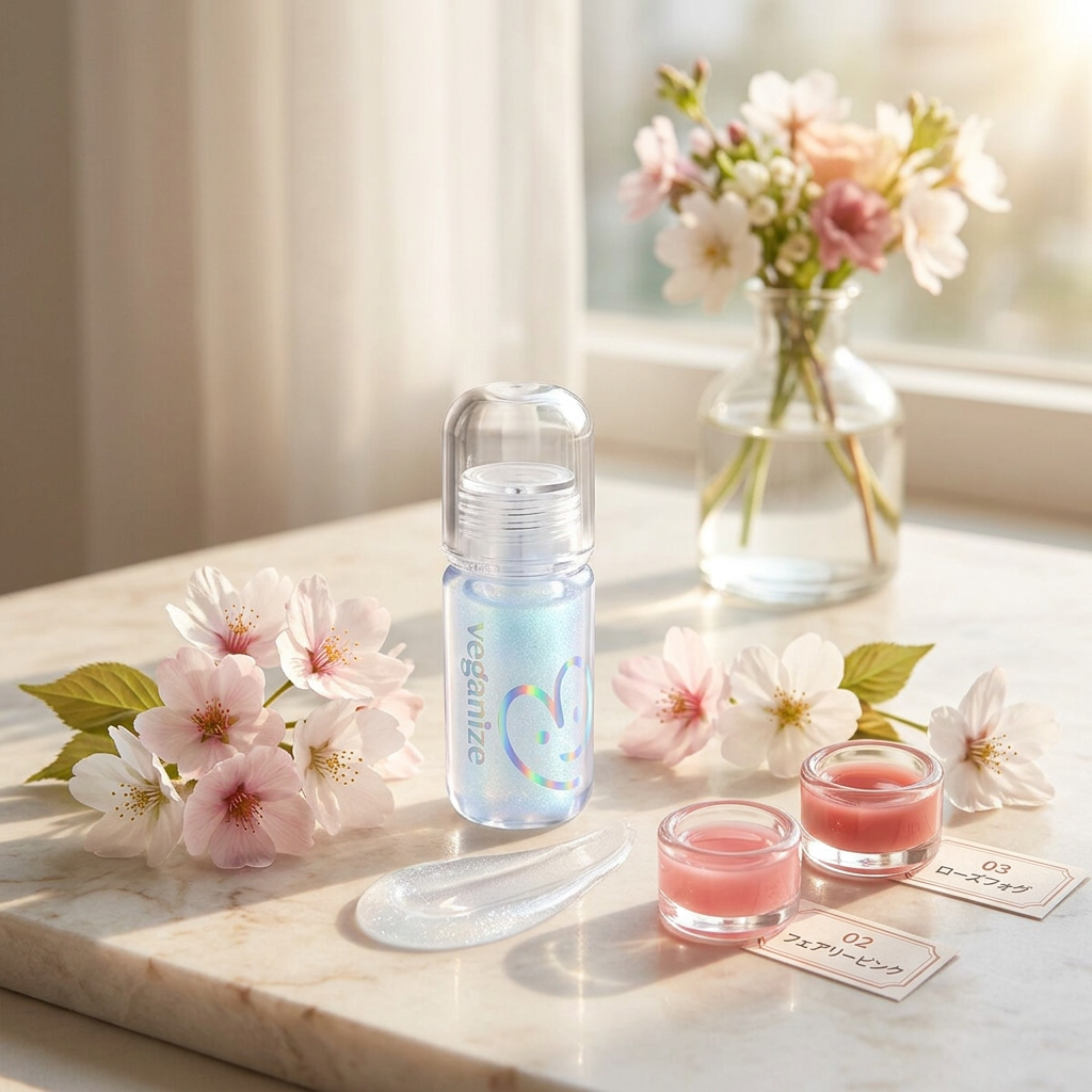 VEGANIZE - 4D Jewelshine Lip Oil Pearl Gloss 04 Crystal Bloom - Třpytivý olej na rty s perleťovým leskem - 4 g