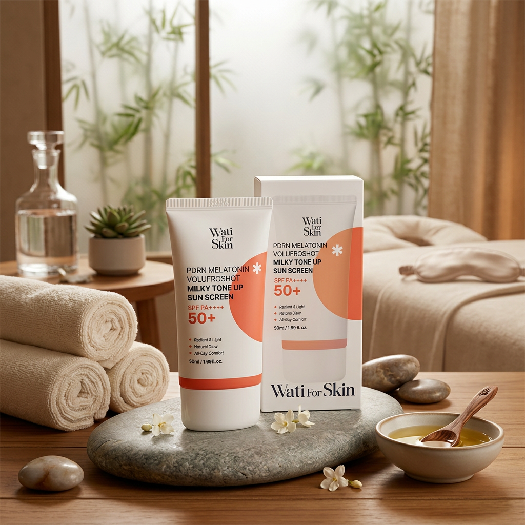 WATI FOR SKIN - PDRN Melatonin Volufroshot Milky Tone-Up Sun Cream SPF50+ - Ochranný tónovací opalovací krém s vysokou ochranou SPF50+ PA++++ - 50 ml