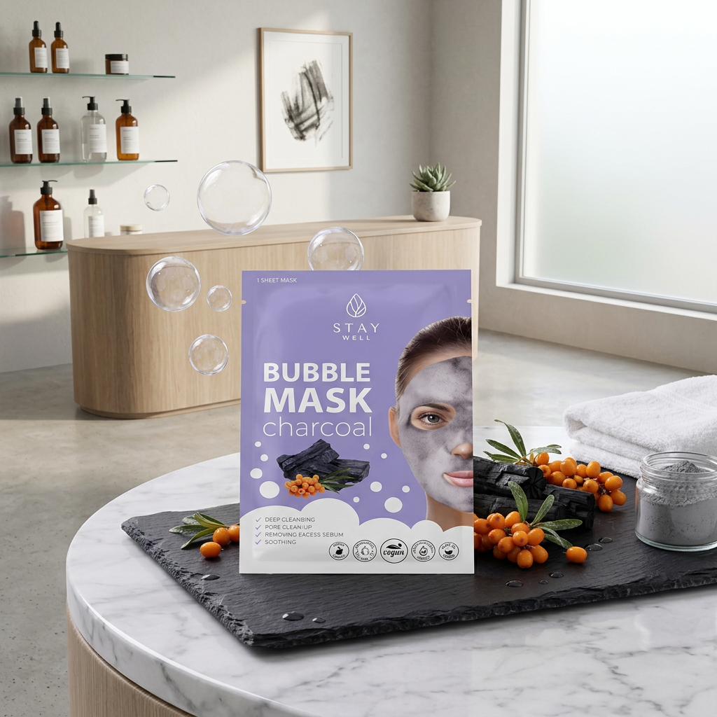 STAY Well - Deep Cleansing Bubble Mask CHARCOAL - Hluboce čisticí bublinková maska s černým uhlím - 20 g