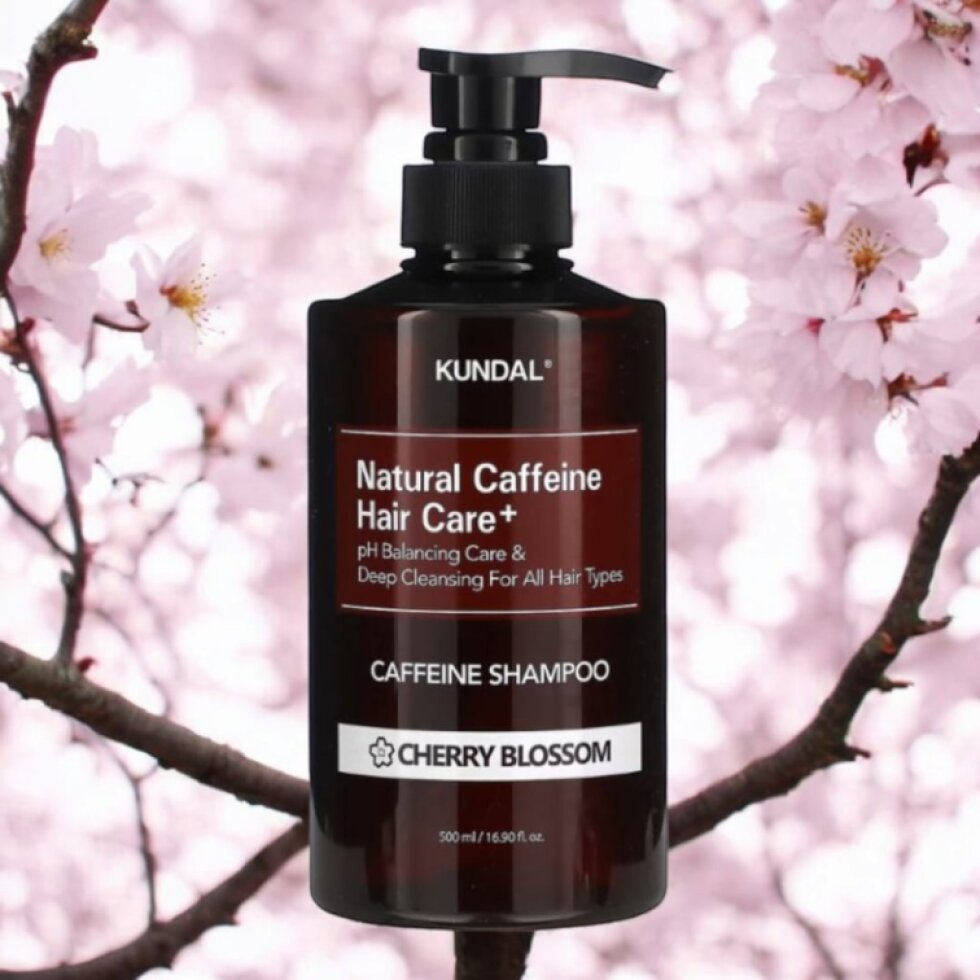 Kundal Natural Caffeine&Intensive Scalp Care+ - Šampon proti vypadávání vlasů s kofeinem CHERRY BLOSSOM - 500 ml