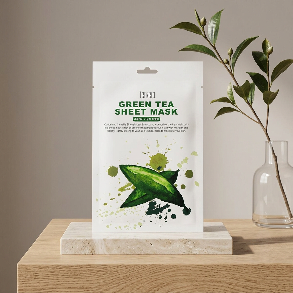 TENZERO - Green tea Sheet Mask - Plátýnková maska se zeleným čajem - 25 ml