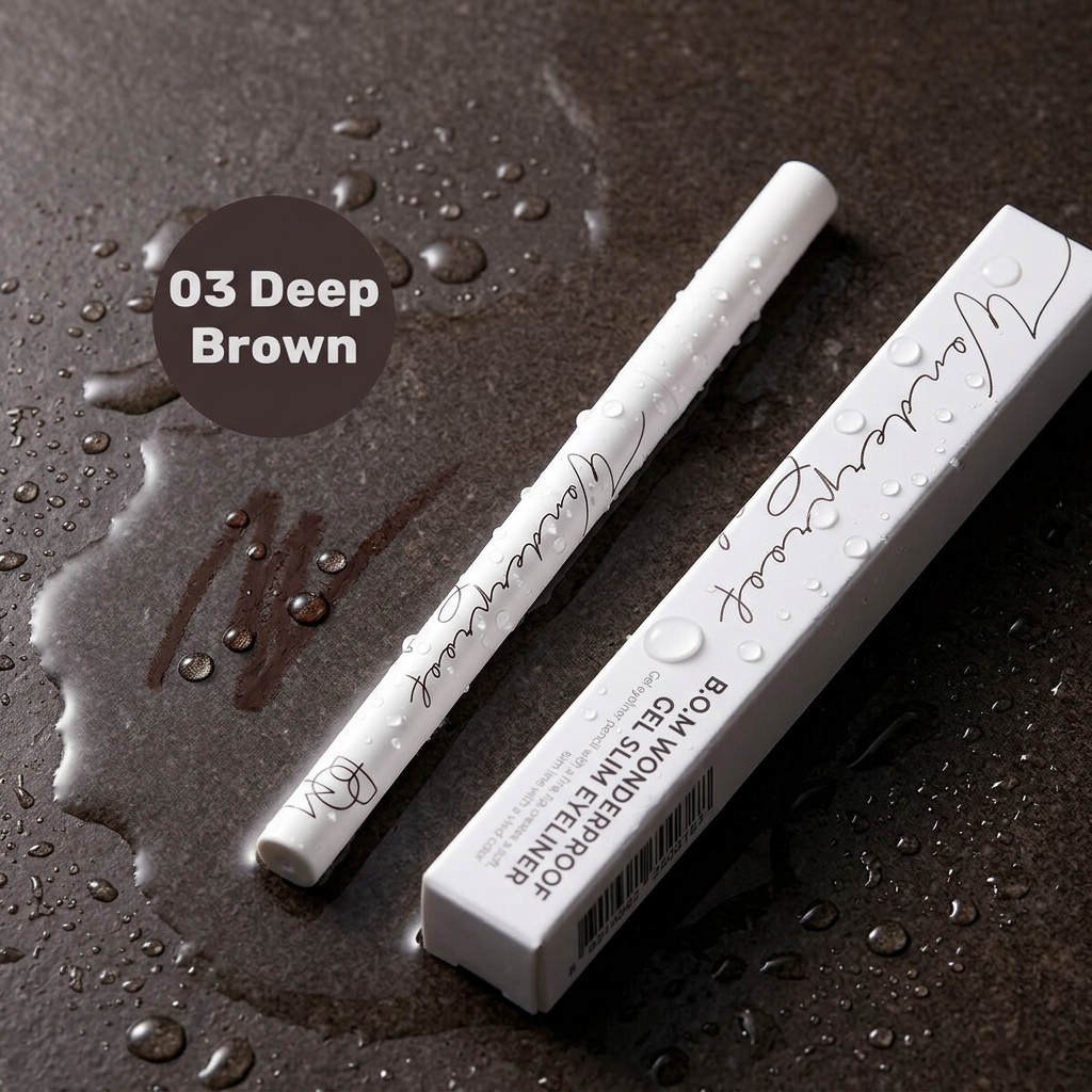 B.O.M. - Wonderproof Gel Slim Eyeliner #03 Deep Brown - Voděodolná gelová tužka na oči - 0,1 g