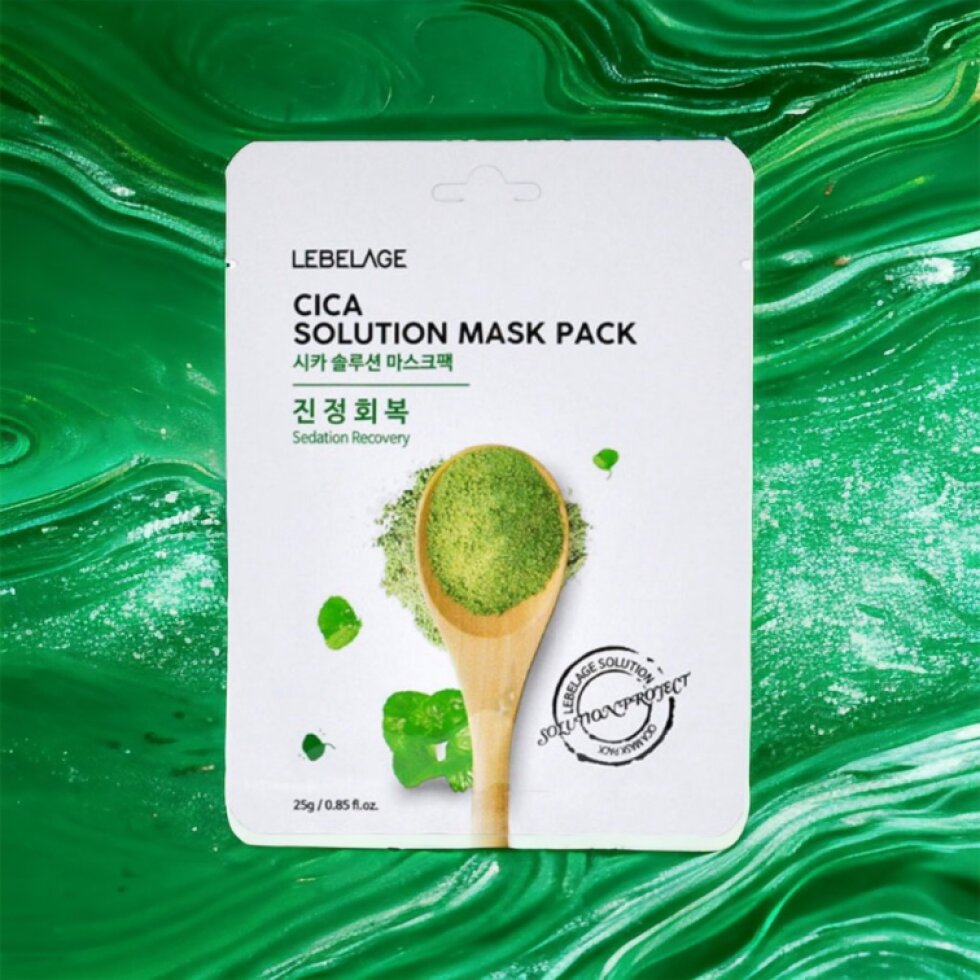 LEBELAGE - Cica Solution Mask Pack - Zklidňující a obnovující plátýnková maska s centellou - 25 g