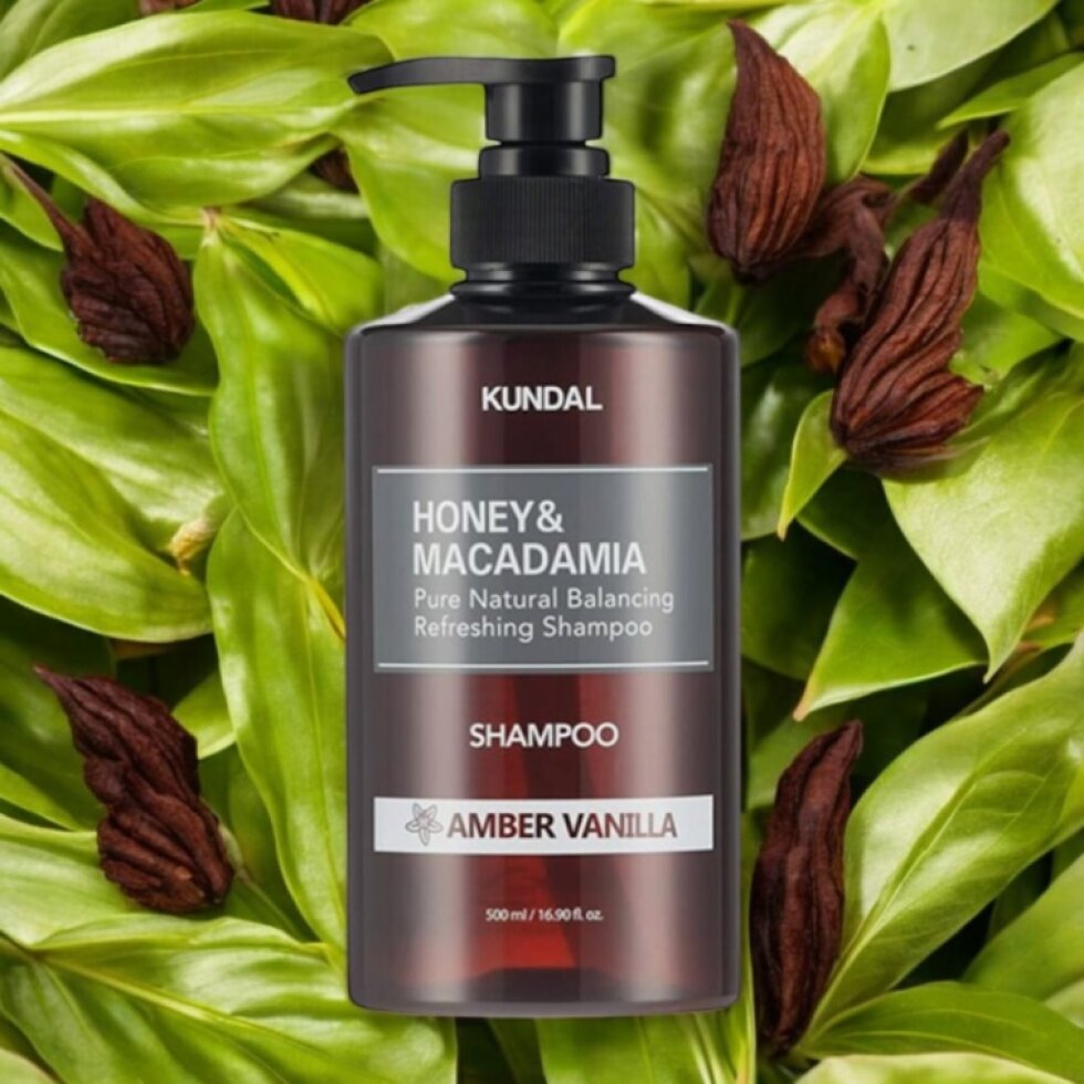 Kundal Honey&Macadamia Shampoo - Přírodní šampon na suché a poškozené vlasy s vůní AMBER VANILLA - 500 ml