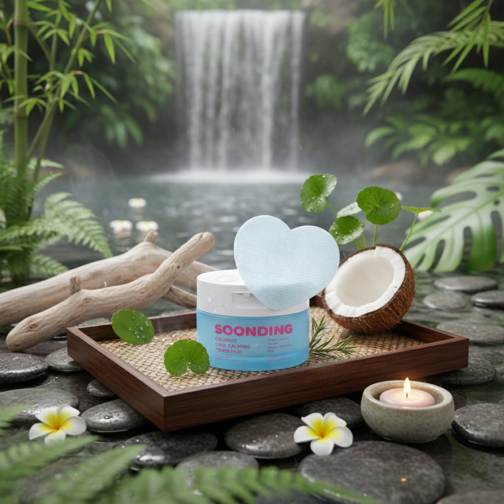 SOONDING - Coconut Cool Calming Toner Pads - Zklidňující chladivé tonerové polštářky s kokosem - 130 ml