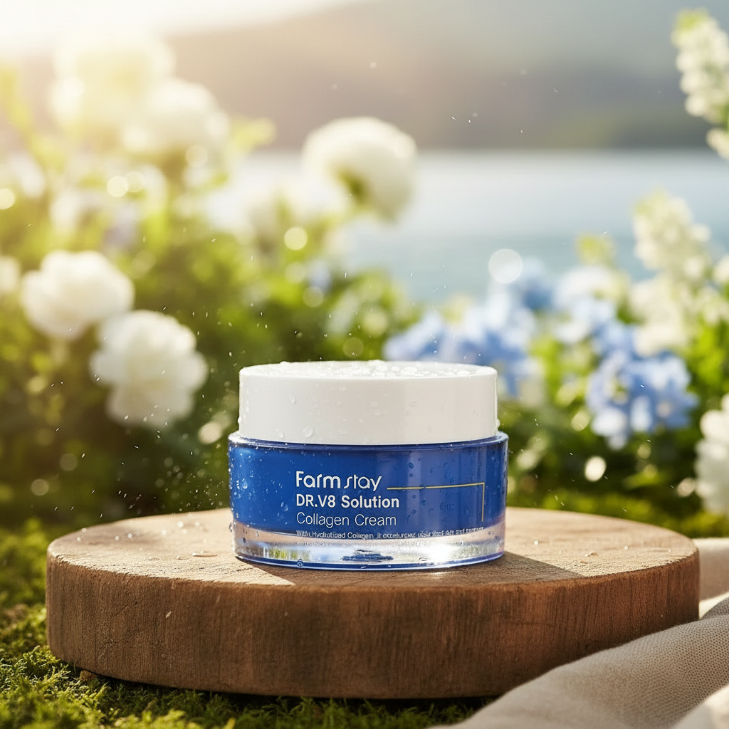 Farm Stay - DR.V8 Sollution Collagen Cream - Kolagenový krém proti vráskám s rozjasňujícím účinkem - 50 g