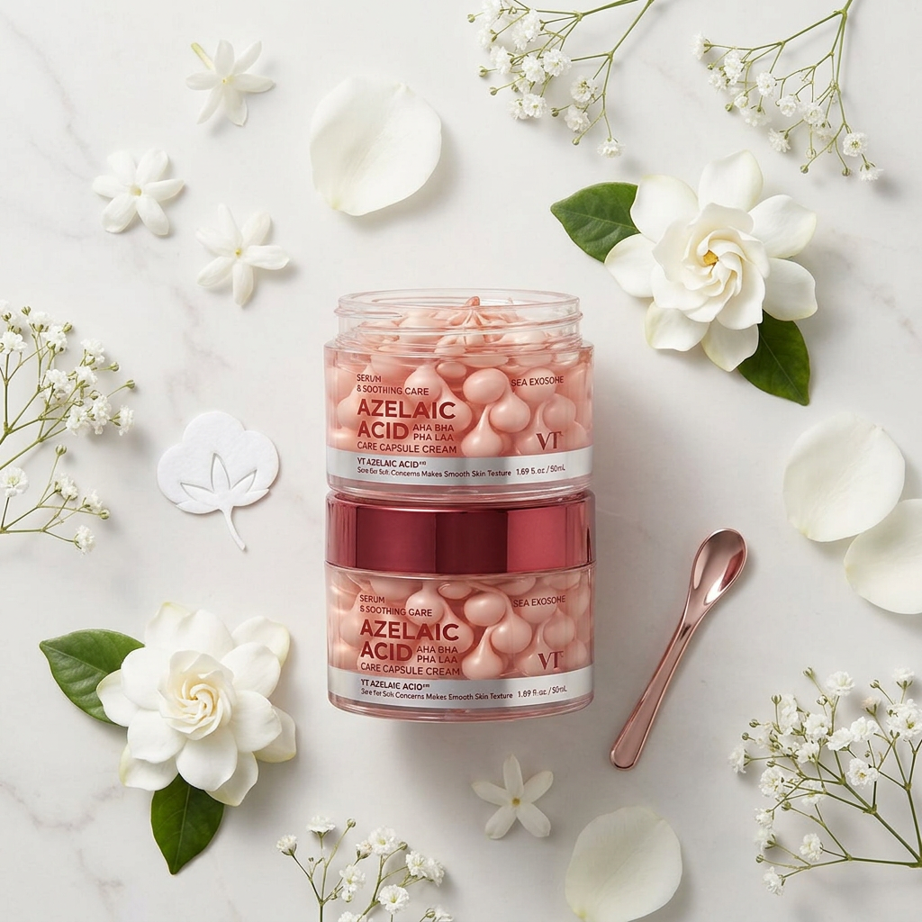 VT - Azelaic Acid Care Capsule Cream - Zklidňující krém proti nedokonalostem s kyselinou azelaovou a kapslemi - 50 ml