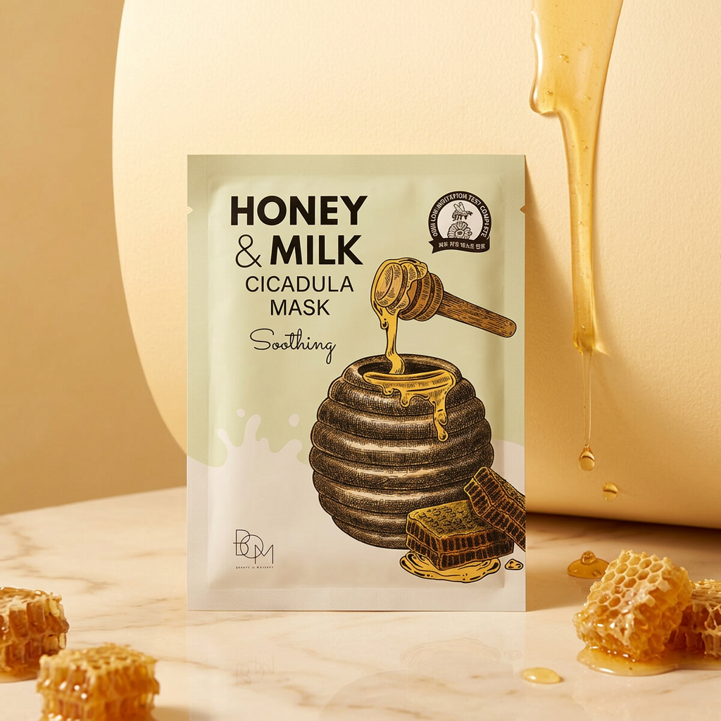 B.O.M. - Honey and Milk Cicadula Mask - Zklidňující plátýnková maska s medem a mlékem - 25 ml