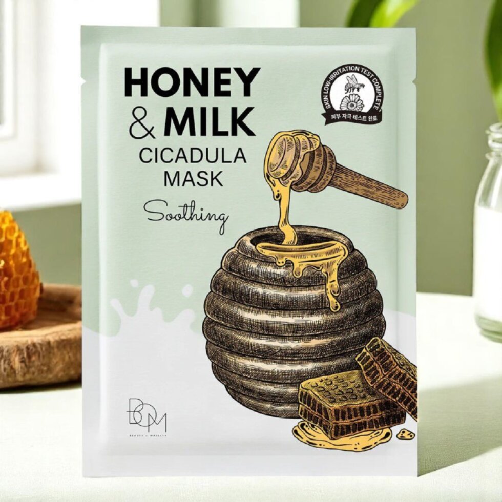 B.O.M. - Honey and Milk Cicadula Mask - Zklidňující plátýnková maska s medem a mlékem - 25 ml