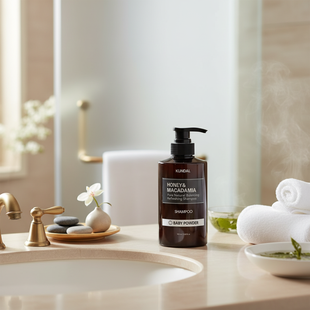 Kundal Honey&Macadamia Shampoo - Přírodní šampon na suché a poškozené vlasy s vůní BABY POWDER - 500 ml