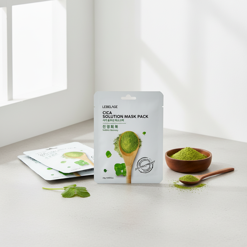 LEBELAGE - Cica Solution Mask Pack - Zklidňující a obnovující plátýnková maska s centellou - 25 g