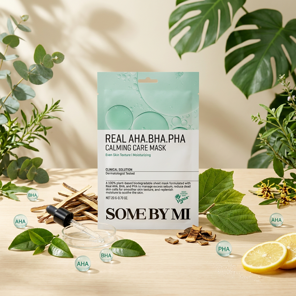 SOME BY MI - Real AHA BHA PHA Calming Care Mask - Zklidňující plátýnková maska s AHA, BHA a PHA kyselinami - 20 g