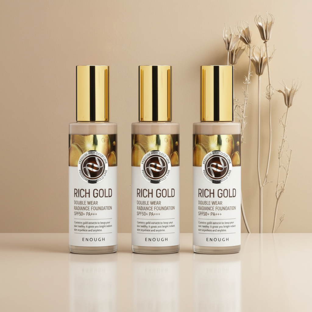 ENOUGH - Rich Gold Double Wear Radiance Foundation SPF 50+ PA+++ #21 - Prémiový, rozjasňující make-up se zlatými částečkami - 100 ml