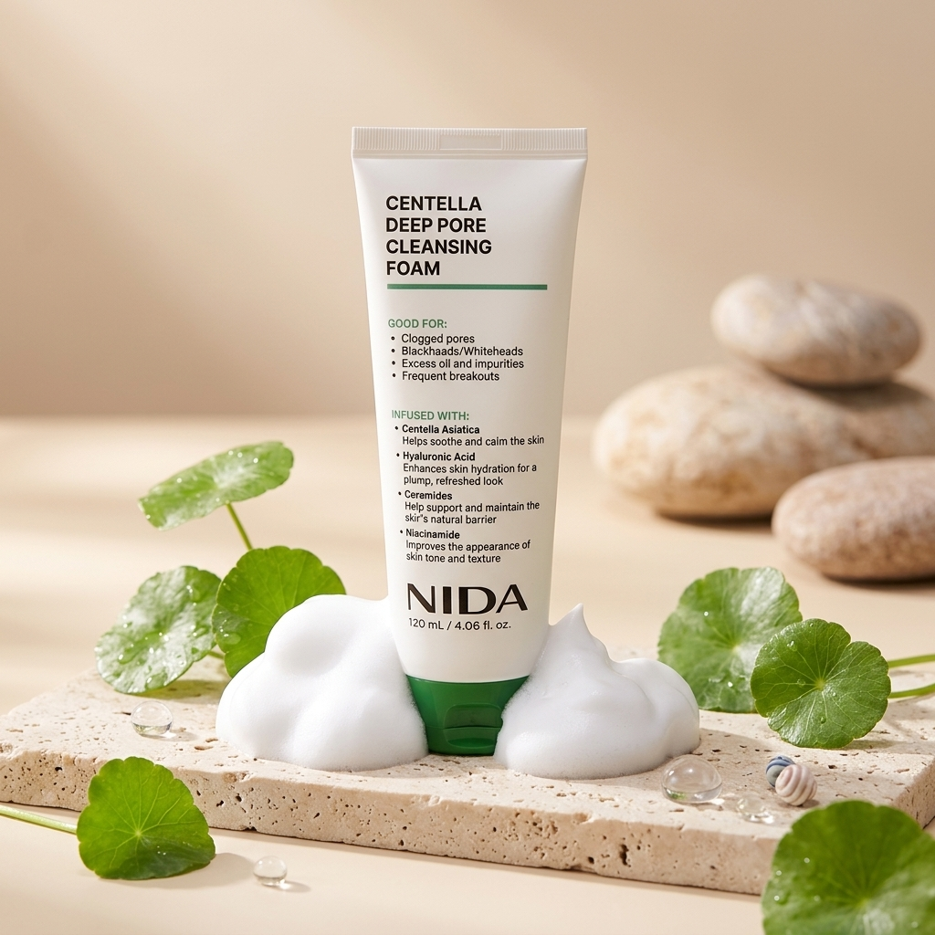NIDA - Centella Deep Pore Cleansing Foam - Hloubkově čisticí pěna na póry - 120 ml