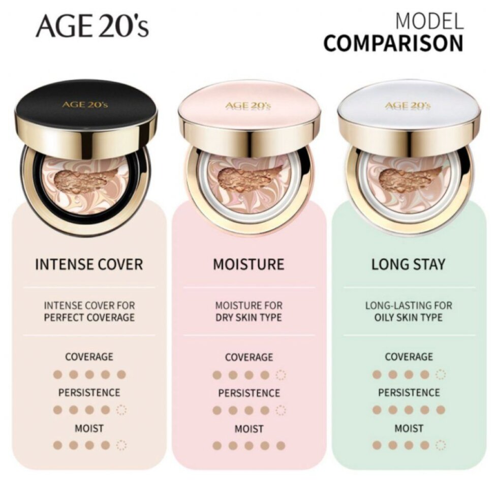 AGE20s Signature Essence Cover Pact Long Stay Plus Refill - Pečující hybridní make-up s dlouhotrvající schopností plus náhradní náplň navíc - odstín 21 light beige