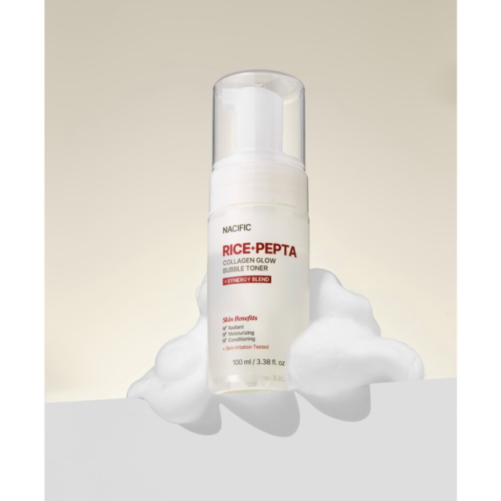 NACIFIC - Rice Pepta Collagen Glow Bubble Toner - Rozjasňující bublinkové tonikum s rýží, peptidy a kolagenem - 100 ml