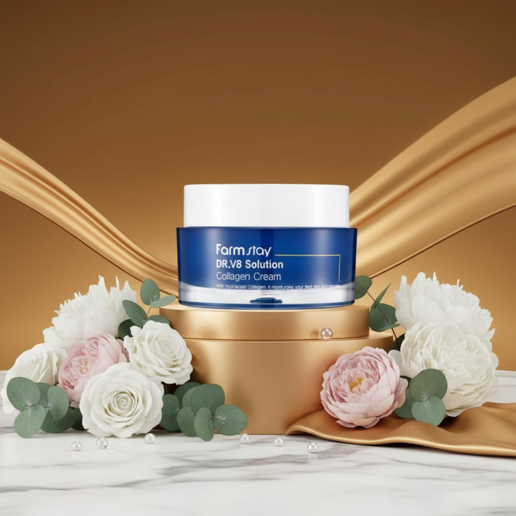 Farm Stay - DR.V8 Sollution Collagen Cream - Kolagenový krém proti vráskám s rozjasňujícím účinkem - 50 g