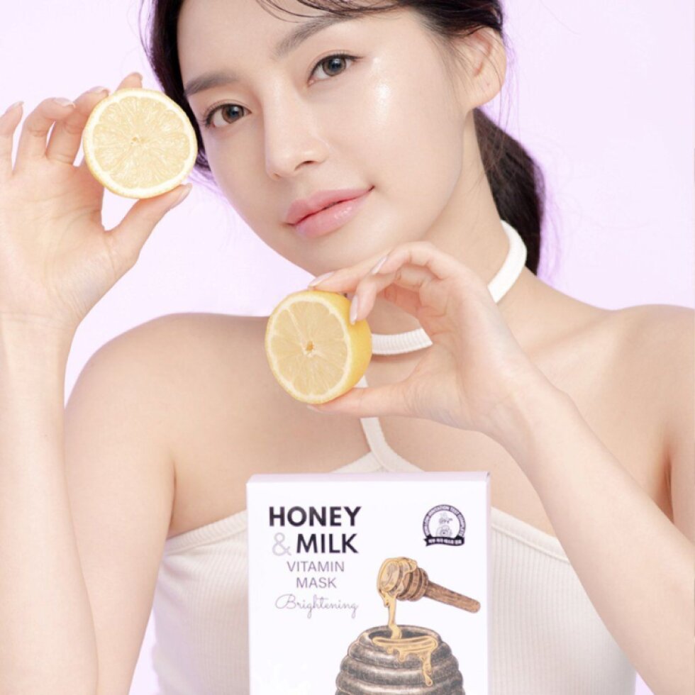 B.O.M. - Honey and Milk Vitamin Mask - Rozjasňující plátýnková maska s medem a mlékem - 25 ml