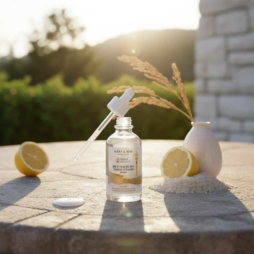 Mary & May - Rice Niacin 10% Triple Vitamin Serum Seoul Edition - Rýžové sérum s 10% niacinamidem a trojitým vitamínovým komplexem - 80 ml