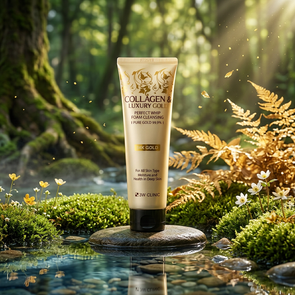 3W CLINIC - Collagen & Luxury Gold Perfect Whip Foam Cleansing - Čisticí pěna s kolagenem a luxusním zlatem - 180 ml