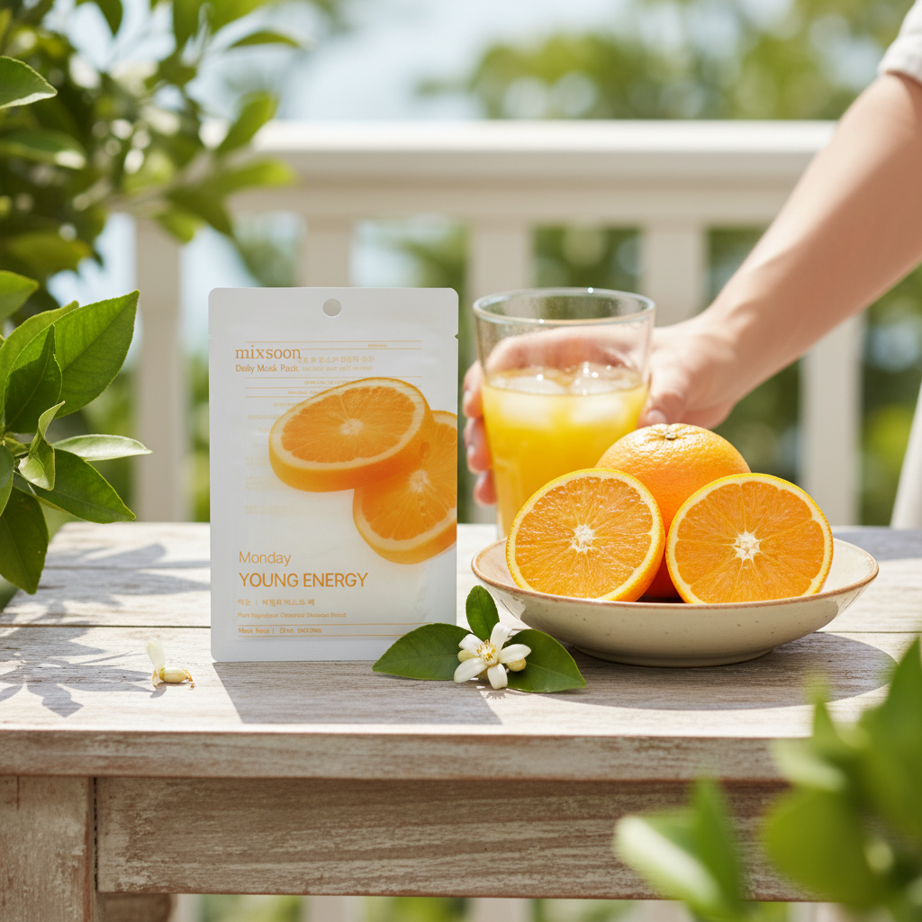 MIXSOON - Daily Mask Pack Monday Young Energy - Plátýnková maska s galactomyces a vitaminem C pro rozjasnění - 20 ml