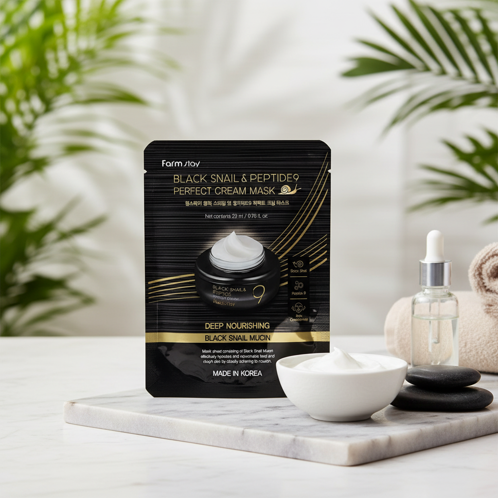 Farm Stay - Snail&Peptide Perfect Cream Mask - Plátýnková maska s peptidy a šnečím mucinem - 23ml 1 ks