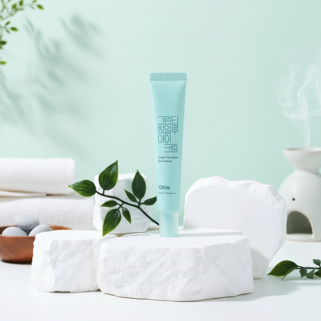 OTTIE - Green Tea Hyalu Eye Cream - Oční krém s čajovým extraktem a kyselinou hyaluronovou - 30 ml