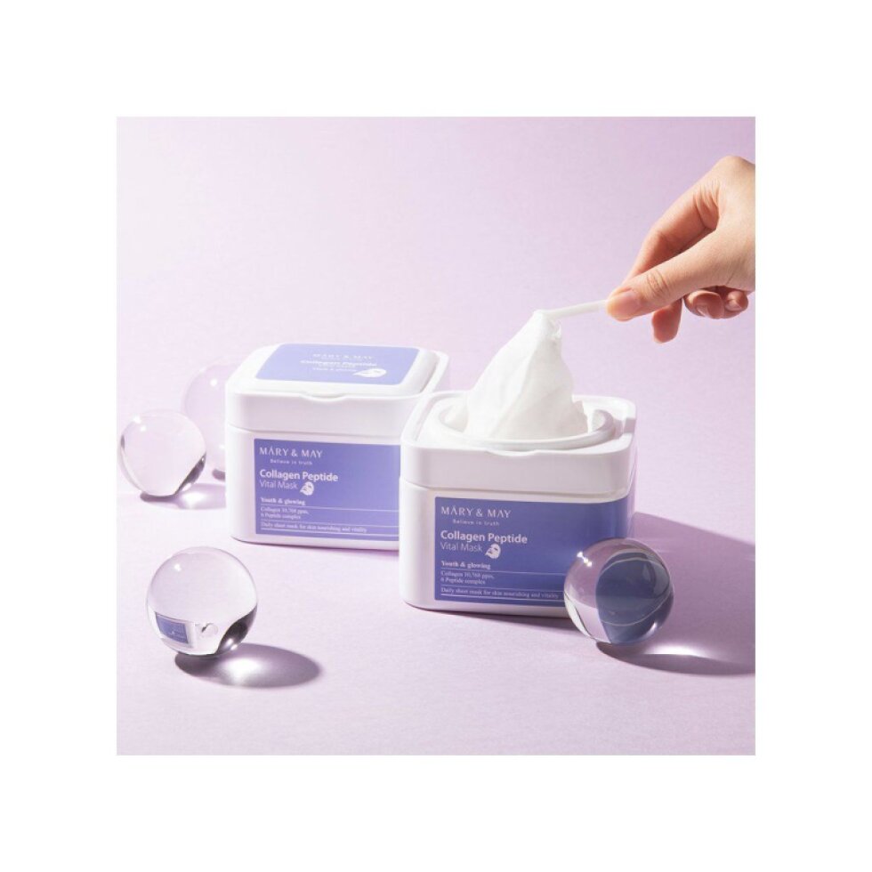 Mary & May - Collagen Peptide Vital Mask - Plátýnková maska s kolagenem a peptidy - 30ks