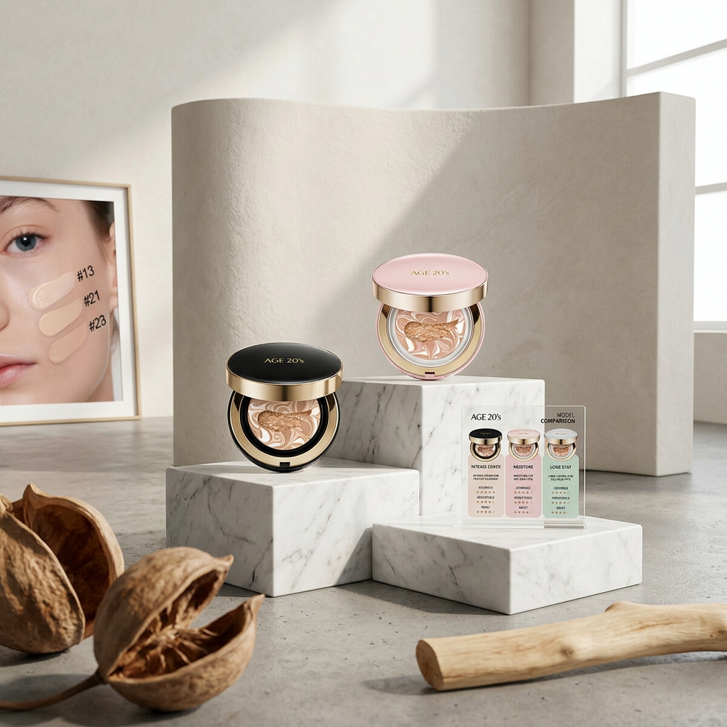 AGE20s Signature Essence Cover Pact Long Stay Plus Refill - Pečující hybridní make-up s dlouhotrvající schopností plus náhradní náplň navíc - odstín 21 light beige