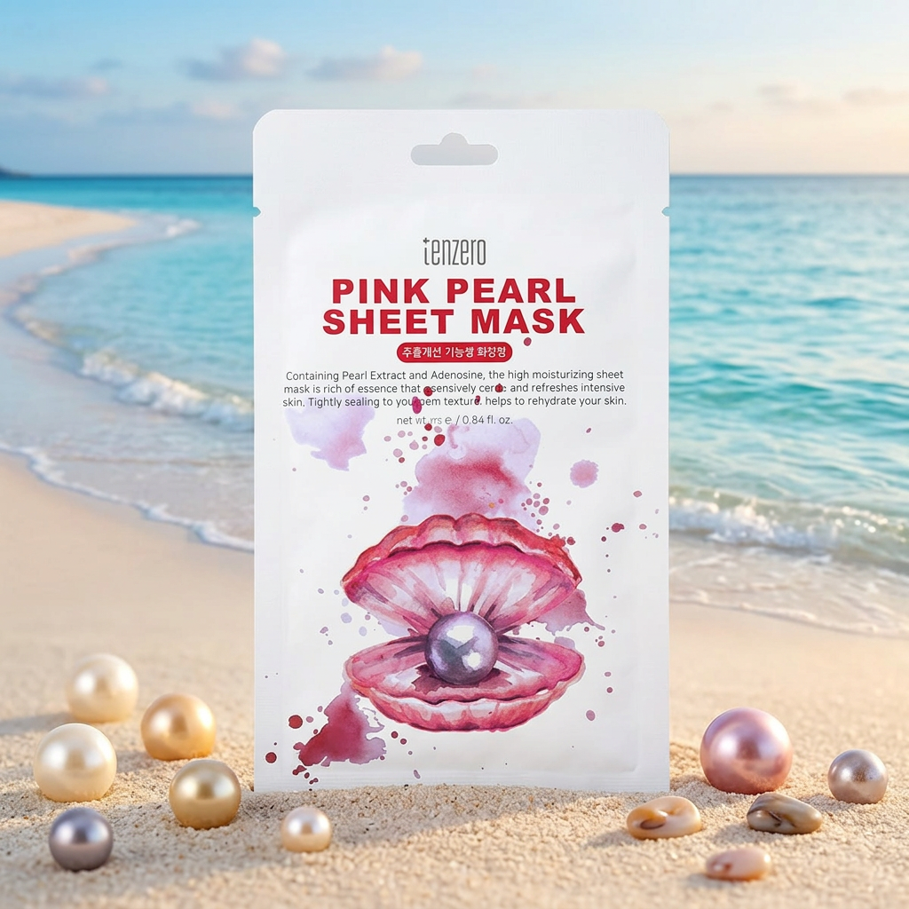 TENZERO - Pink Pearl Sheet Mask - Plátýnková maska s růžovými perlami - 25 ml