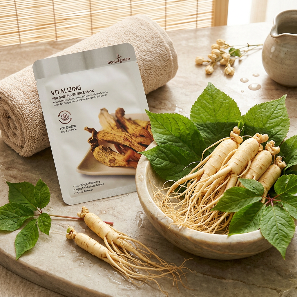 Beauugreen - Premium Red Ginseng Essence Mask - Plátýnková maska s výtažkem z červeného ženšenu - 23 ml