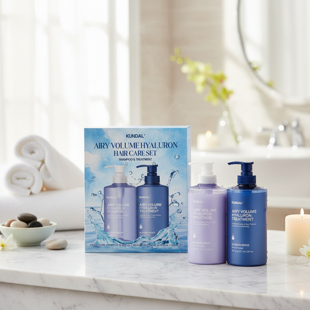 KUNDAL - Airy Volume Hyaluron Shampoo + Hyaluron Treatment - Hydratační objemový šampon a kondicionér s vůní BLOSSOM BREEZE- 2x 300 ml