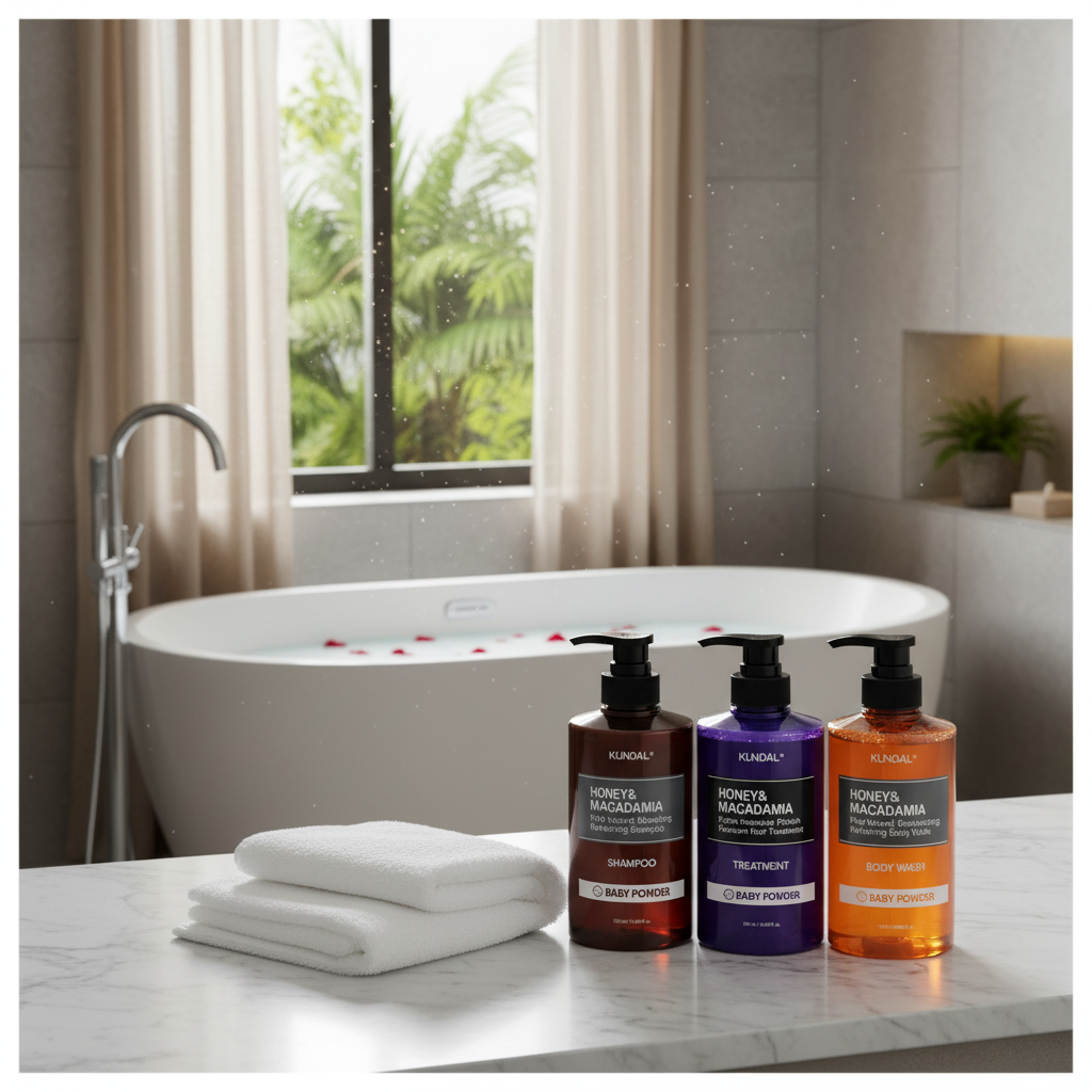 Kundal Sada šampon, vlasová kůra a sprchový gel s překrásnou vůní BABY POWDER - 3 ks x 500 ml