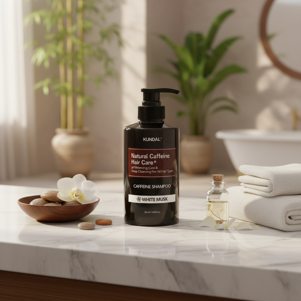 Kundal Natural Caffeine&Intensive Scalp Care+ - Šampon proti vypadávání vlasů s kofeinem WHITE MUSK - 500 ml