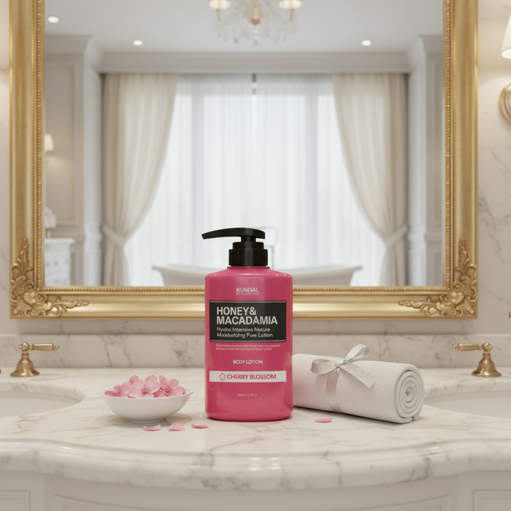 Kundal Honey&Macadamia Body Lotion - Vyživující, hydratační tělové mléko s medem s vůní CHERRY BLOSSOM - 500 ml