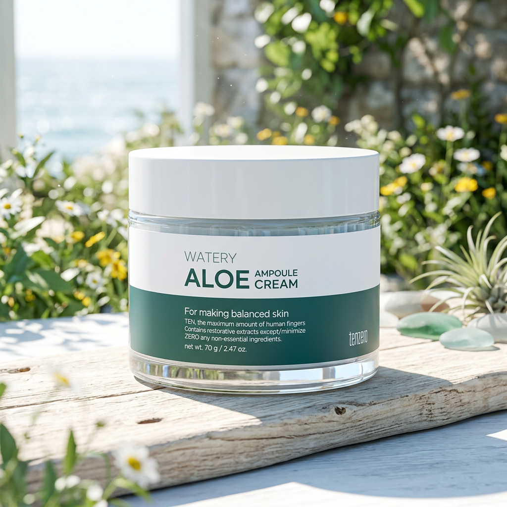 TENZERO - Watery Aloe Ampoule Cream 2X - Krém s Aloe a Dvojitou Silou Ampule - 70 g